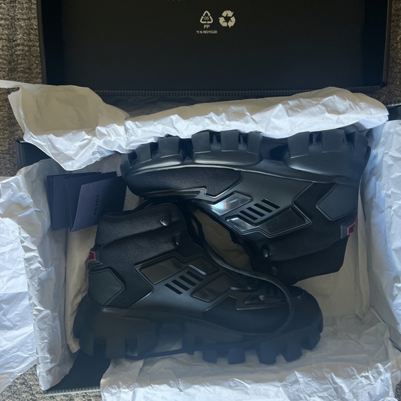 Prada Cloudbust Thunder knit fabric high-top sneakers - Picture 6 of 7